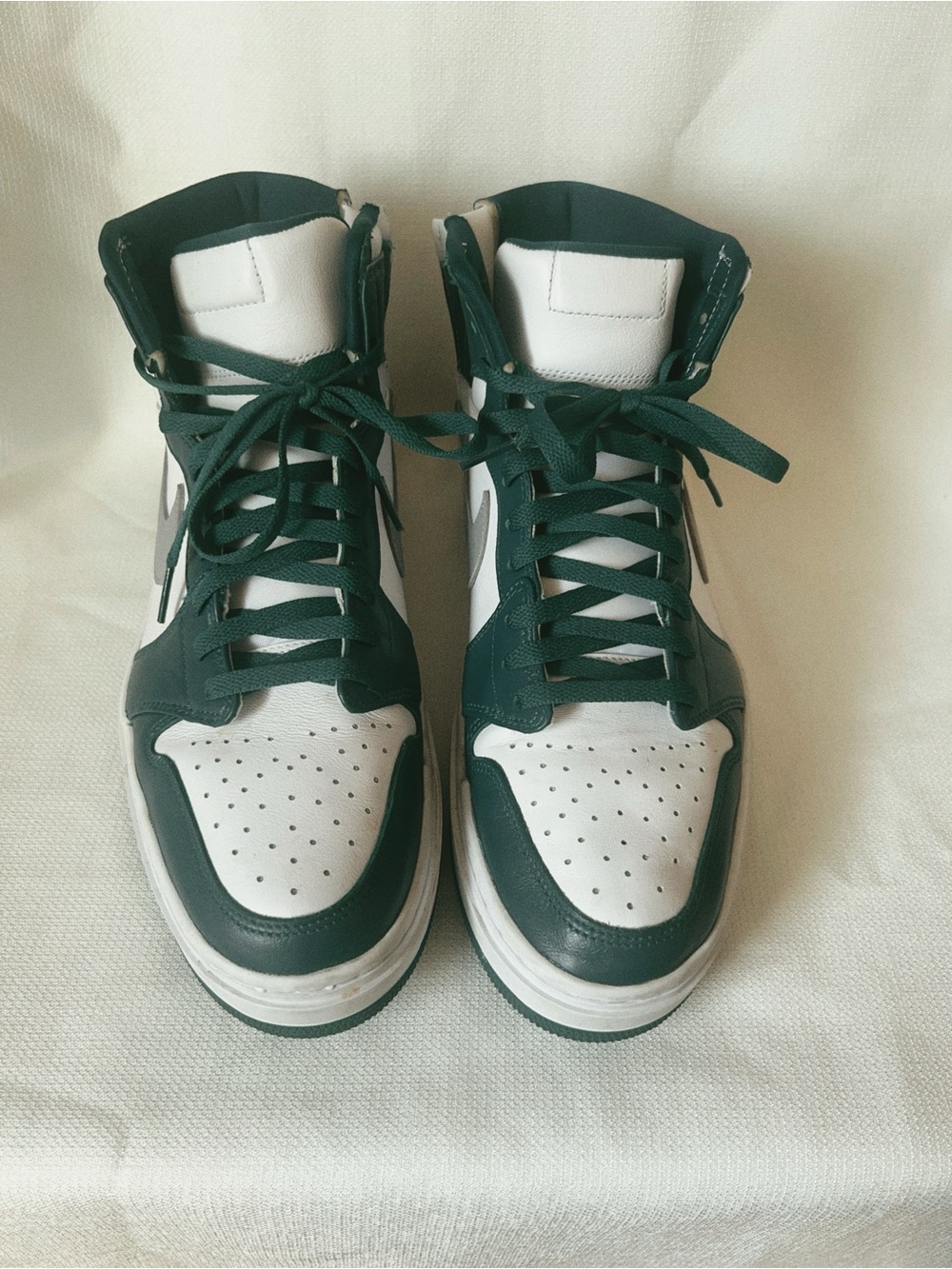 Nike High-Top Sneakers in White and Dark Green